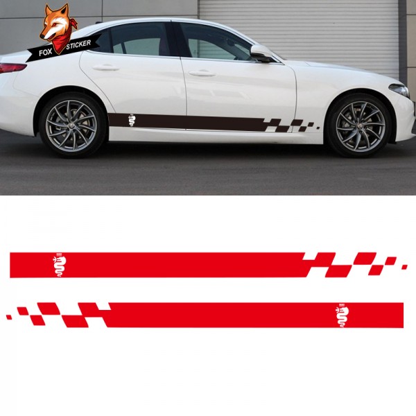 Car Gloss Auto Side Car Sticker Car Dual Stripes Racing for Alfa Romeo 147 156 159 166 Giulietta Vinyl Decal Side Stickers